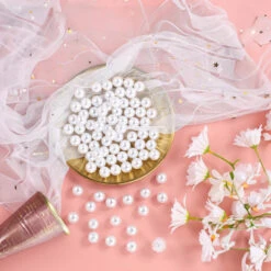 BEPR33WT - Large White Undrilled Plastic Faux Pearls - 3/4", 18mm -Wholesaleglassvasesint BEPR33WT C1 80543.1692133730