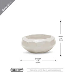CGB2104WT - White Geometric Bowl - 9.25" W X 3.75" H