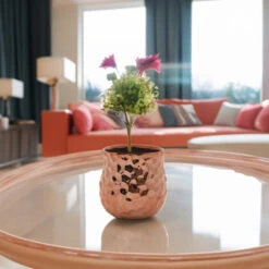 CUB5304RG - Unique Textured Rose Gold Pot - 4.3" -Wholesaleglassvasesint CUB5304RG C2 87703.1695077516