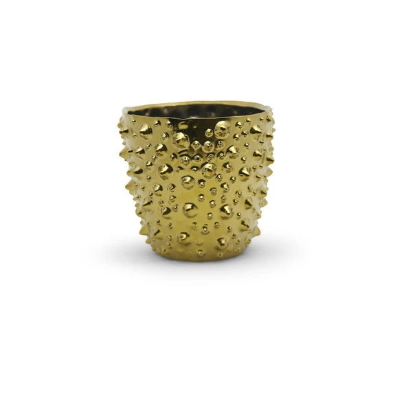 CUB6107GD - Large Gold Spike Pot - 6.7" H 4 CUB6107GD - Large Gold Spike Pot - 6.7" H - Image 2