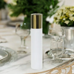 CYL0420GW - Gold Topped White Ceramic Cylinder - 20" -Wholesaleglassvasesint CYL0420GW C1 34651.1696616322