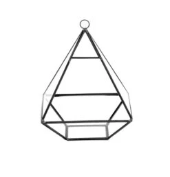 GET0308BK - Black Raised Pyramid Geometric Glass Terrarium - 8"H