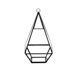 GET0610BK - Tall Black Raised Pyramid Geometric Glass Terrarium. 9.5"H -