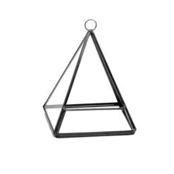 GET0906BK - Black Triangle Pyramid Geometric Glass Terrarium. 5.5"H -