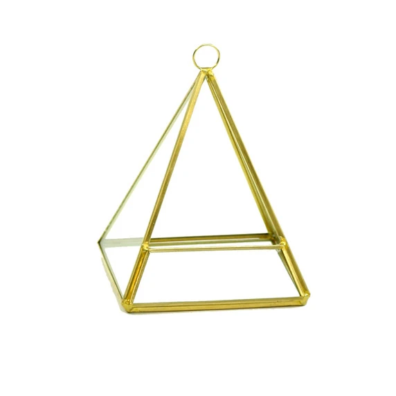 GET0906GD - Gold Triangle Pyramid Geometric Glass Terrarium. 5.5"H - 3 GET0906GD - Gold Triangle Pyramid Geometric Glass Terrarium. 5.5"H -