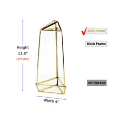 GET2011GD - Large Gold Triangular Obelisk Geometric Terrarium - 11"H
