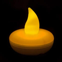 LED02AM - Small Round Floating LED Candle - Amber