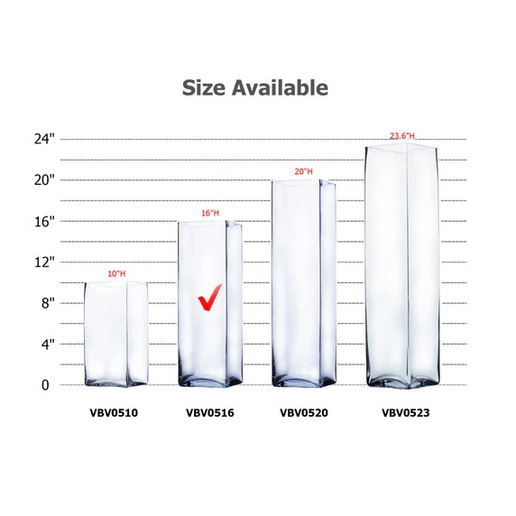 VBV0516 - Square Glass Block Vase - 5" X 16" 5 VBV0516 - Square Glass Block Vase - 5" X 16" - Image 3