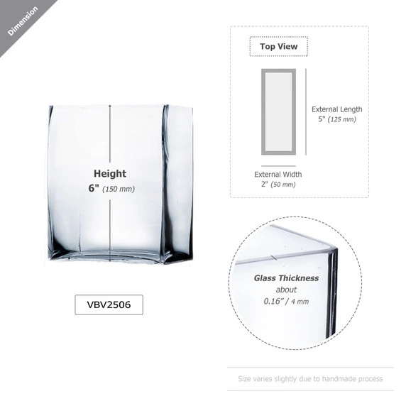VBV2506 - Rectangular Glass Block Vase - 2" X 5" X 6" 3 VBV2506 - Rectangular Glass Block Vase - 2" X 5" X 6"