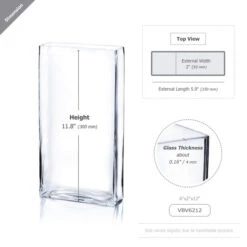 VBV6212 - Rectangular Glass Block Vase - 6" X 2" X 12"