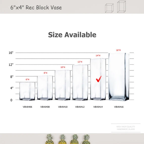 VBV6414 - Rectangular Glass Block Vase - 6" X 4" X 14" 5 VBV6414 - Rectangular Glass Block Vase - 6" X 4" X 14" - Image 3