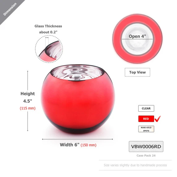 VBW0006RD - Metallic Red Bubble Bowl Vase - 6" 4 VBW0006RD - Metallic Red Bubble Bowl Vase - 6" - Image 2