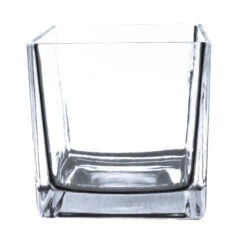 VCB0004A - Everyday Clear Cube Glass Candle Holder / Vase - 4"