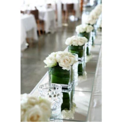 VCB0005 - Handblown Clear Cube Glass Vase / Candle Holder - 5" -Wholesaleglassvasesint VCB0005 C4 11555 47894 35266.1668792288