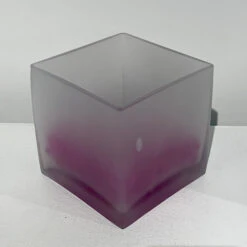 VCB0005FR - Handblown Frosted Cube Glass Vase / Candle Holder - 5" -Wholesaleglassvasesint VCB0005FR C1 DS 11009.1692218838