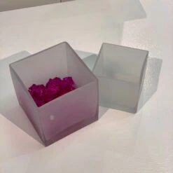VCB0005FR - Handblown Frosted Cube Glass Vase / Candle Holder - 5" -Wholesaleglassvasesint VCB0005FR C1 63963.1692218838