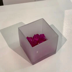VCB0005FR - Handblown Frosted Cube Glass Vase / Candle Holder - 5" -Wholesaleglassvasesint VCB0005FR C3 DS 54406.1692218838