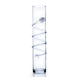 VCX0420 - Clear Cylinder Vase With Swirl Design - H:20" -Wholesaleglassvasesint VCX0420 18772 40874 88828 54132.1657126978