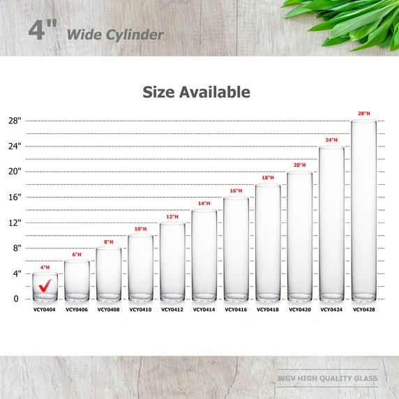 VCY0416 - Cylinder Glass Vase - 4" X 16" 5 VCY0416 - Cylinder Glass Vase - 4" X 16" - Image 3