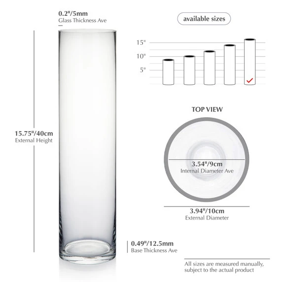 VCY0416 - Cylinder Glass Vase - 4" X 16" 4 VCY0416 - Cylinder Glass Vase - 4" X 16" - Image 2