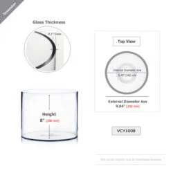 VCY1008 - Clear Cylinder Glass Vase - 10" X 8"