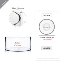 VCY1206 - Clear Cylinder Glass Vase - 12" X 6"