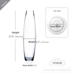 VFV0428 - Clear Bullet Urn Glass Vase - 4" X 28"