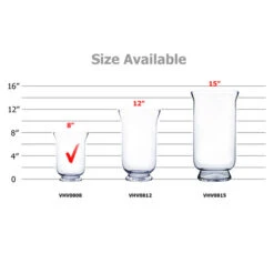 VHV0808 - Small Hurricane Glass Vase - 8" -Wholesaleglassvasesint VHV0808 B2 81615 98042 00811.1692662087