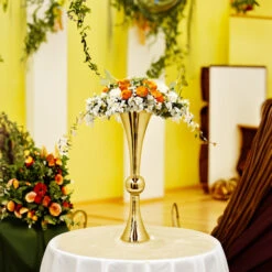 VTV2124GD - Gold Reversible Trumpet Vase - 24" -Wholesaleglassvasesint VTV2124GD C1 23090.1692996935