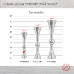 VTV2124SV - Silver Reversible Trumpet Vase - 24" -Wholesaleglassvasesint VTV2124SV B2 47385.1692993251