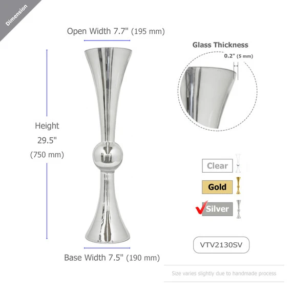 VTV2130SV - Silver Reversible Trumpet Vase - 30" 4 VTV2130SV - Silver Reversible Trumpet Vase - 30" - Image 2