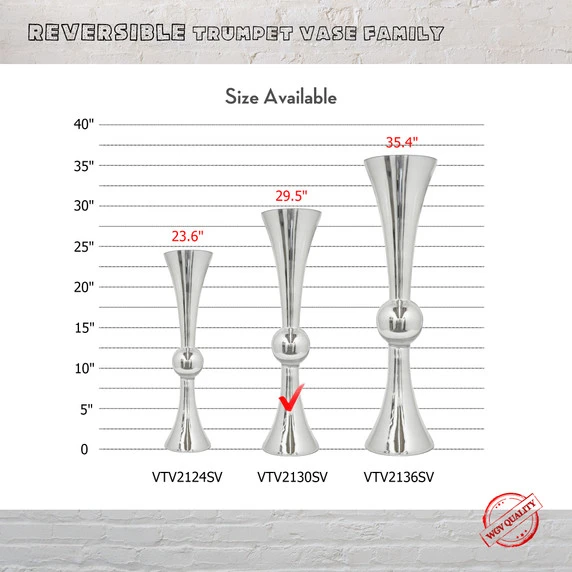 VTV2130SV - Silver Reversible Trumpet Vase - 30" 5 VTV2130SV - Silver Reversible Trumpet Vase - 30" - Image 3