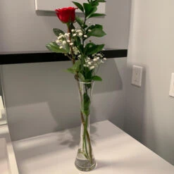 VUS0210 - Clear Concaved Bud Vase With Slant Cut Top - 10" -Wholesaleglassvasesint VUS0210 C1 75311 79082 99953.1692654906