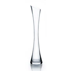 VUS0316 - Large Clear Concaved Bud Vase With Slant Cut Top - 16"
