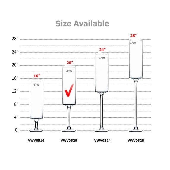 VWV0520 - Stemmed Pillar Vase - 20" 5 VWV0520 - Stemmed Pillar Vase - 20" - Image 3